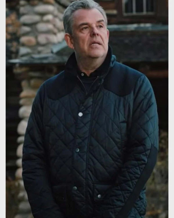 Danny Huston Yellowstone Season 3 Dan Jenkins Blue Quilted Jacket