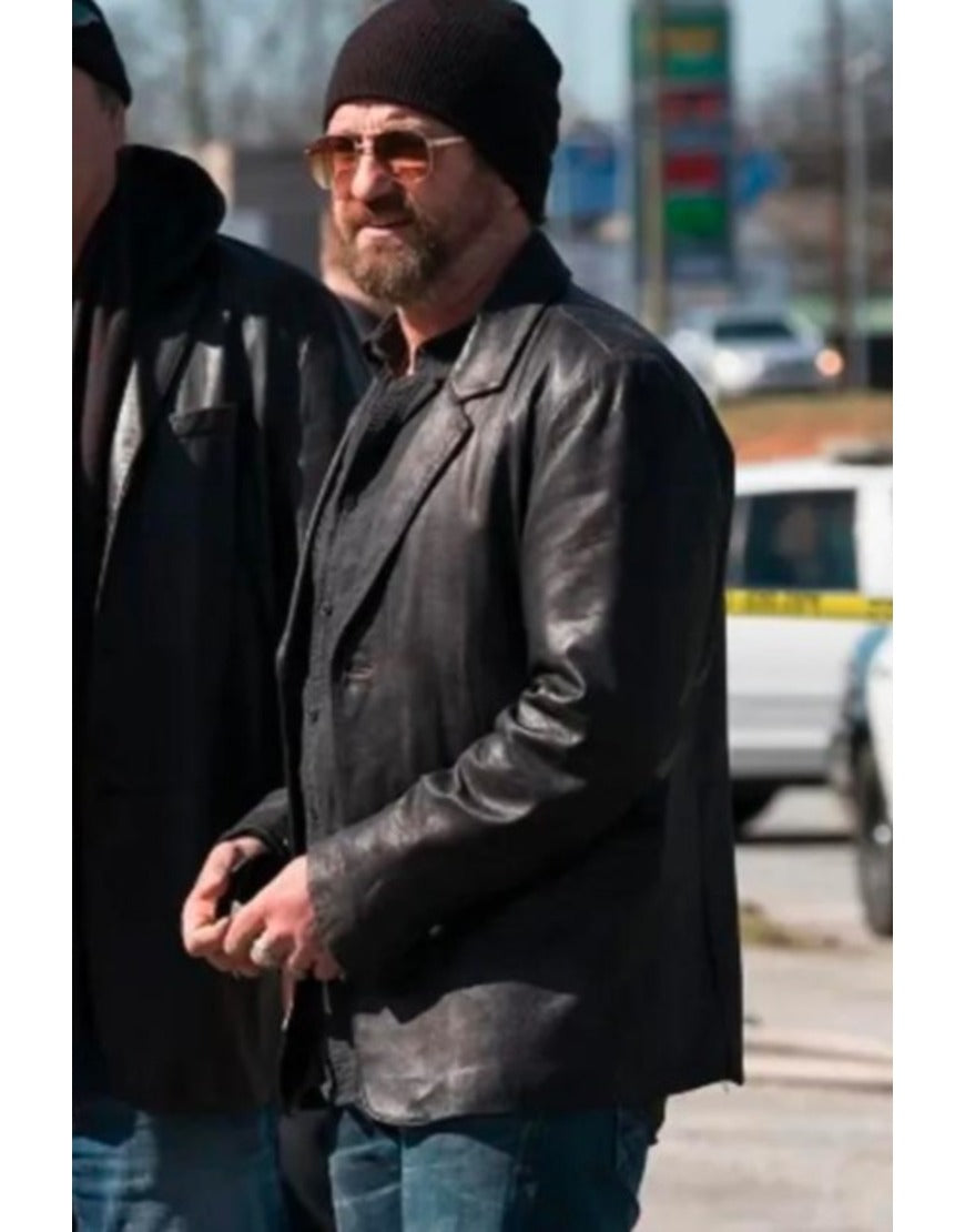 Den Of Thieves 2 Pantera Gerard Butler Black Leather Blazer