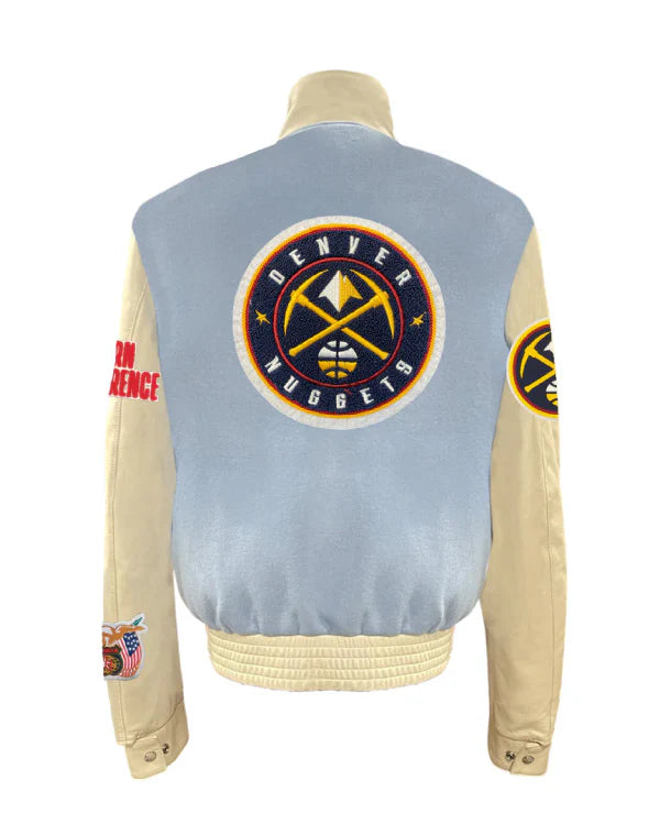 Denver Nuggets Baby Blue Wool & Leather Jacket