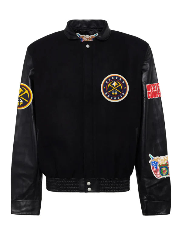 Denver Nuggets Black Wool & Leather Jacket