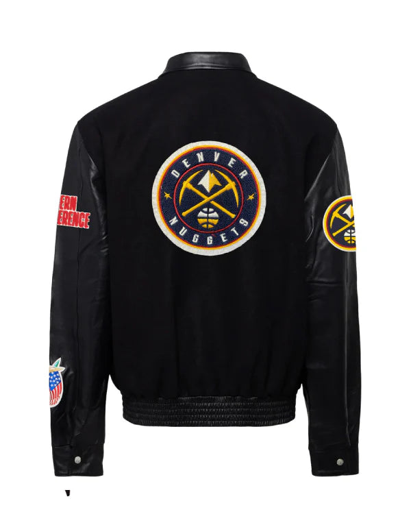 Denver Nuggets Black Wool & Leather Jacket