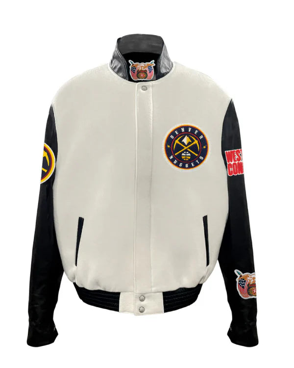 Denver Nuggets Off-white Wool & Leather Jacket