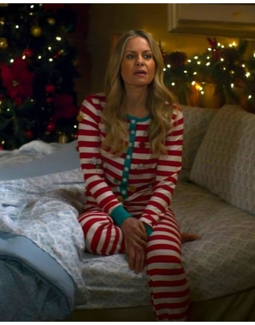 DesiFilmAChristmasLessTraveled2024CandaceCameronStripedJumpsuits