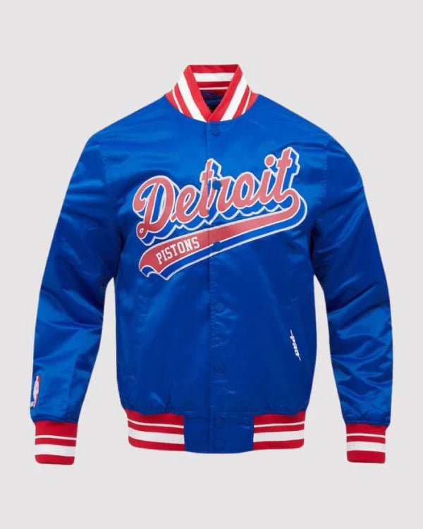 Detroit Pistons Script Tail Blue Varsity Jacket