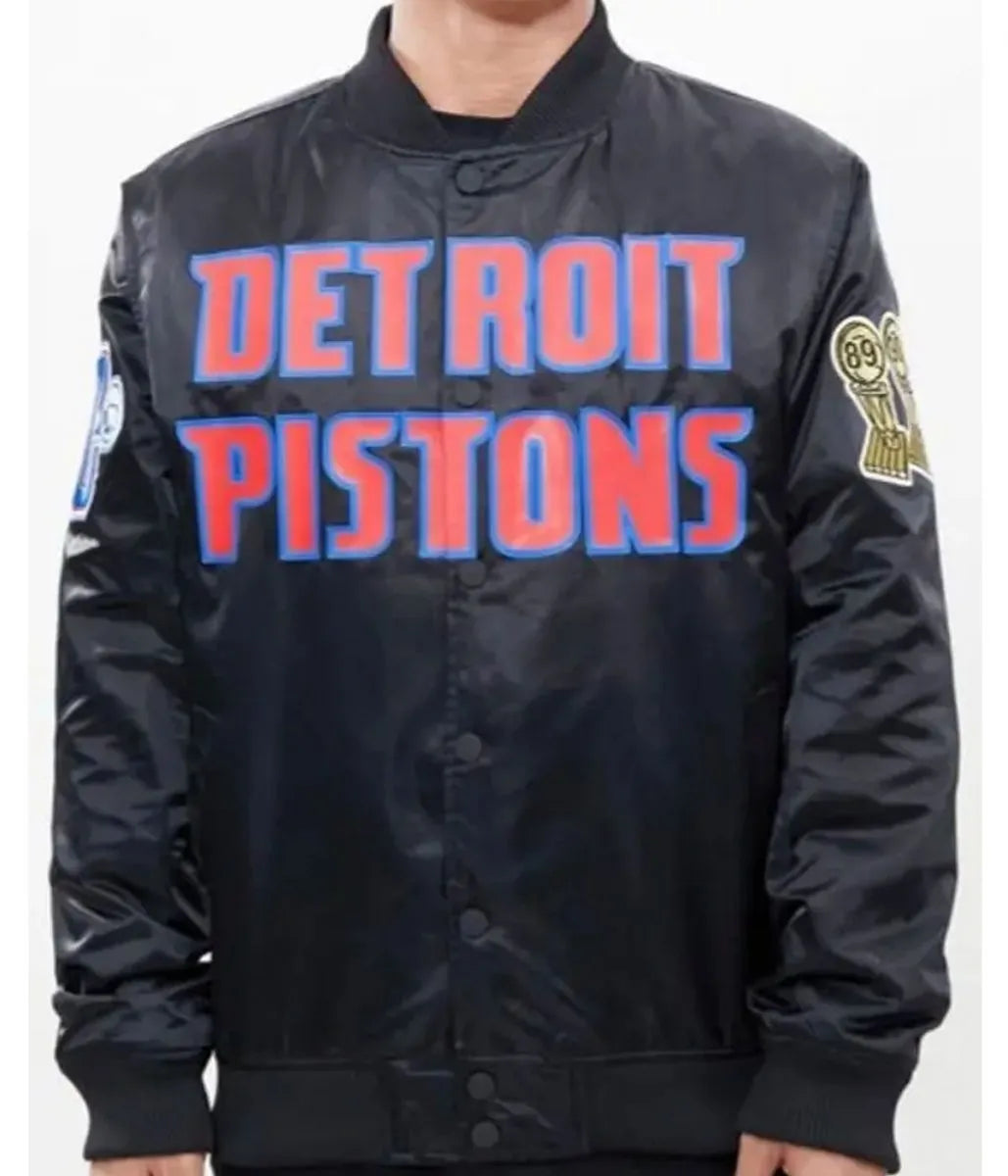 Bomber Detroit Pistons Red/Black Satin Jacket