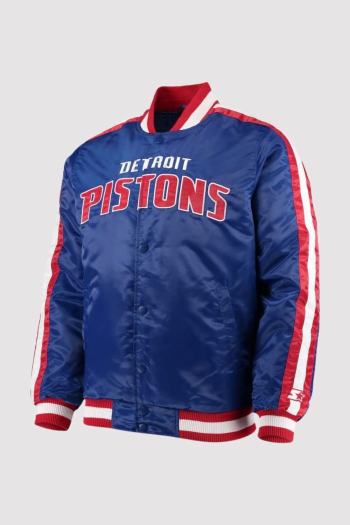 DetroitPistonsStripedBlueSatinVarsityJacket