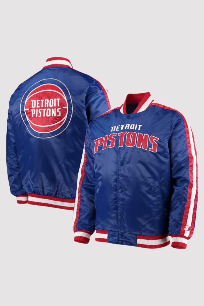 DetroitPistonsStripedBlueSatinVarsityJacket