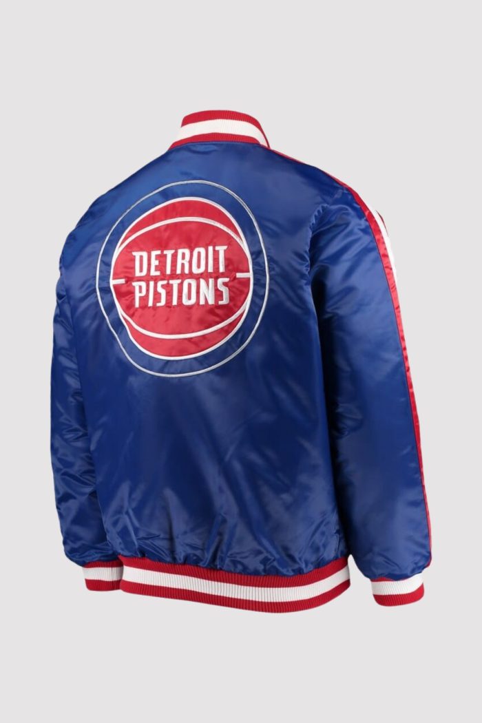 DetroitPistonsStripedBlueSatinVarsityJackets