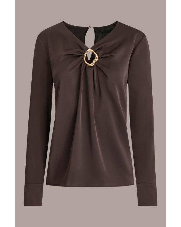 The Young And The Restless Susan Walters Brown Metal Keyhole Blouse