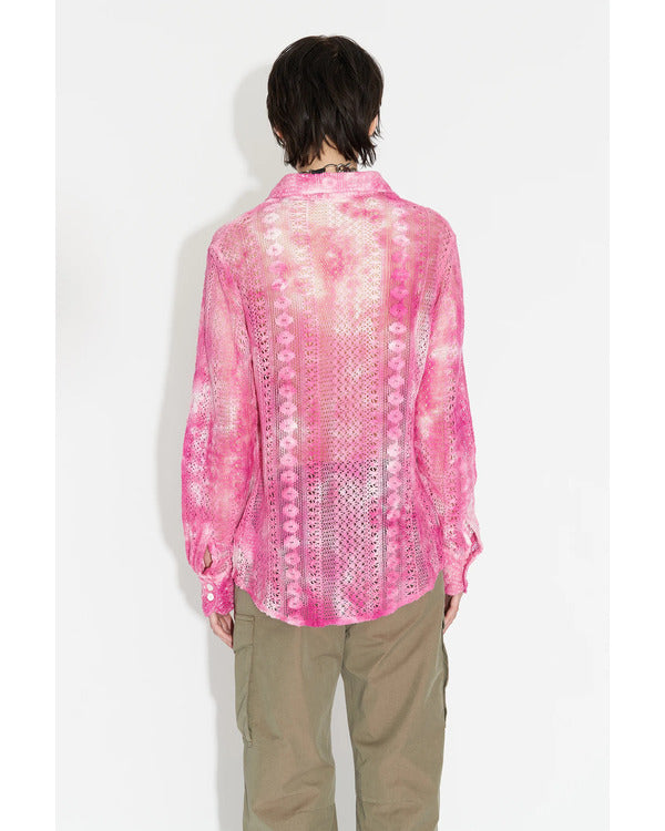 KAOS 2024 Nabhaan Rizwan Pink Tie Dye Crochet Shirt
