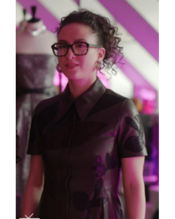 EliseTV-SeriesEmilyInParisS04AnaisWeillFloralPatchworkLeatherDress