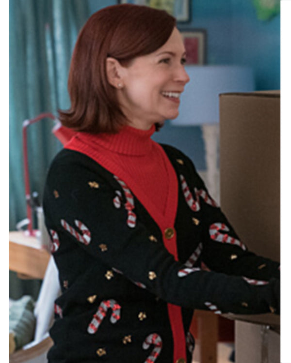 Elsbeth S02 Carrie Preston Candy Cane Christmas Cardigan