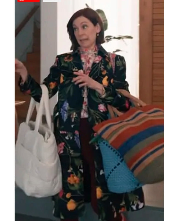 Elsbeth S02 Carrie Preston Floral Black Trench Coat
