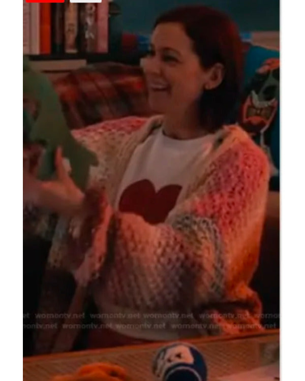 Elsbeth S02 Carrie Preston Rainbow Crochet Knitted Cardigan