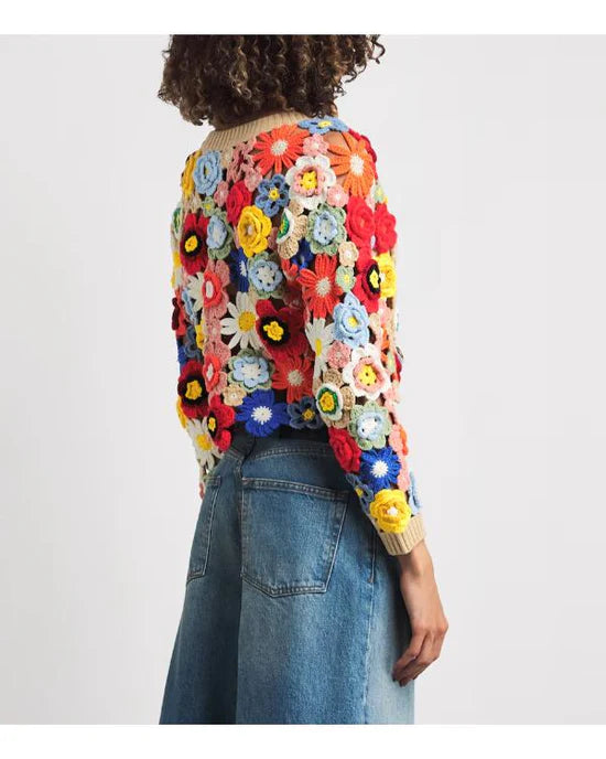 Elsbeth S03 Carrie Preston Cropped Crochet Cardigan