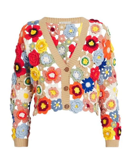 Elsbeth S03 Carrie Preston Cropped Crochet Cardigan