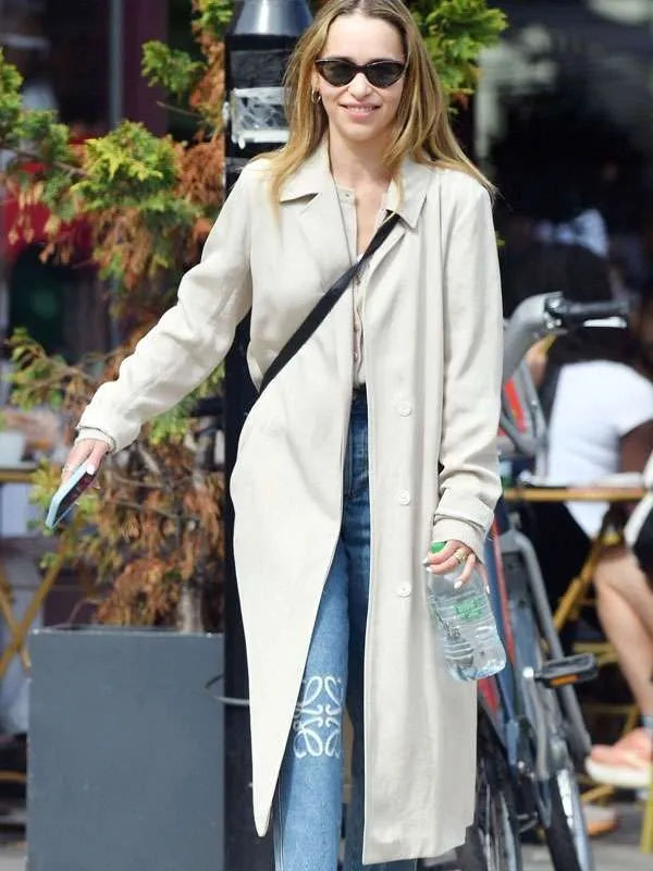 Emilia Clarke Street Style Trench Coat