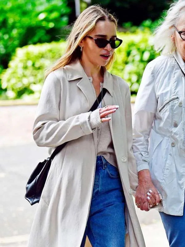 Emilia Clarke Street Style Trench Coat