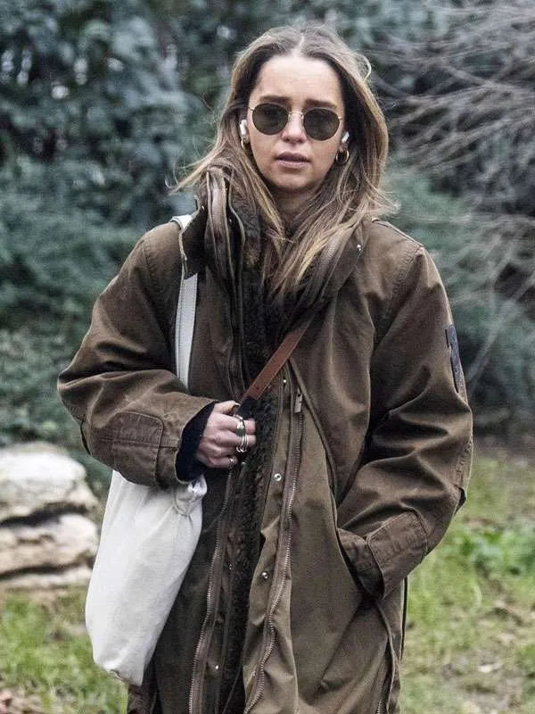 Emilia Clarke 2025 Brown Long Jacket