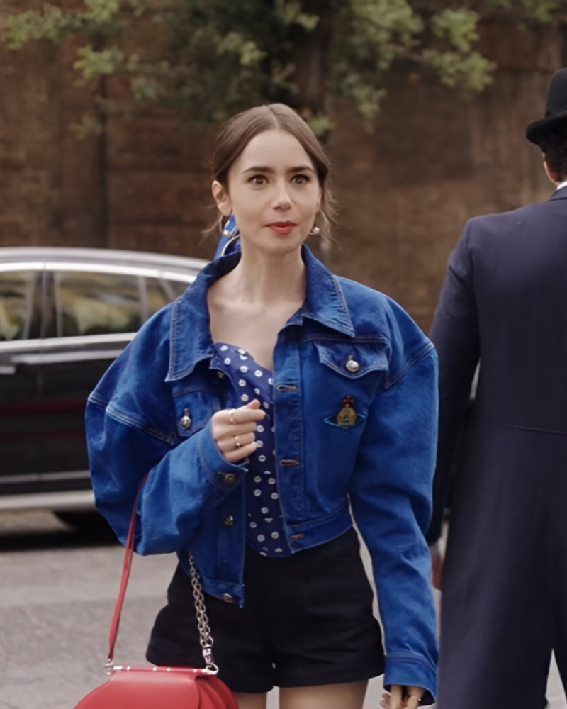 Lily Collins Emily In Paris S04 Blue Denim Jacket