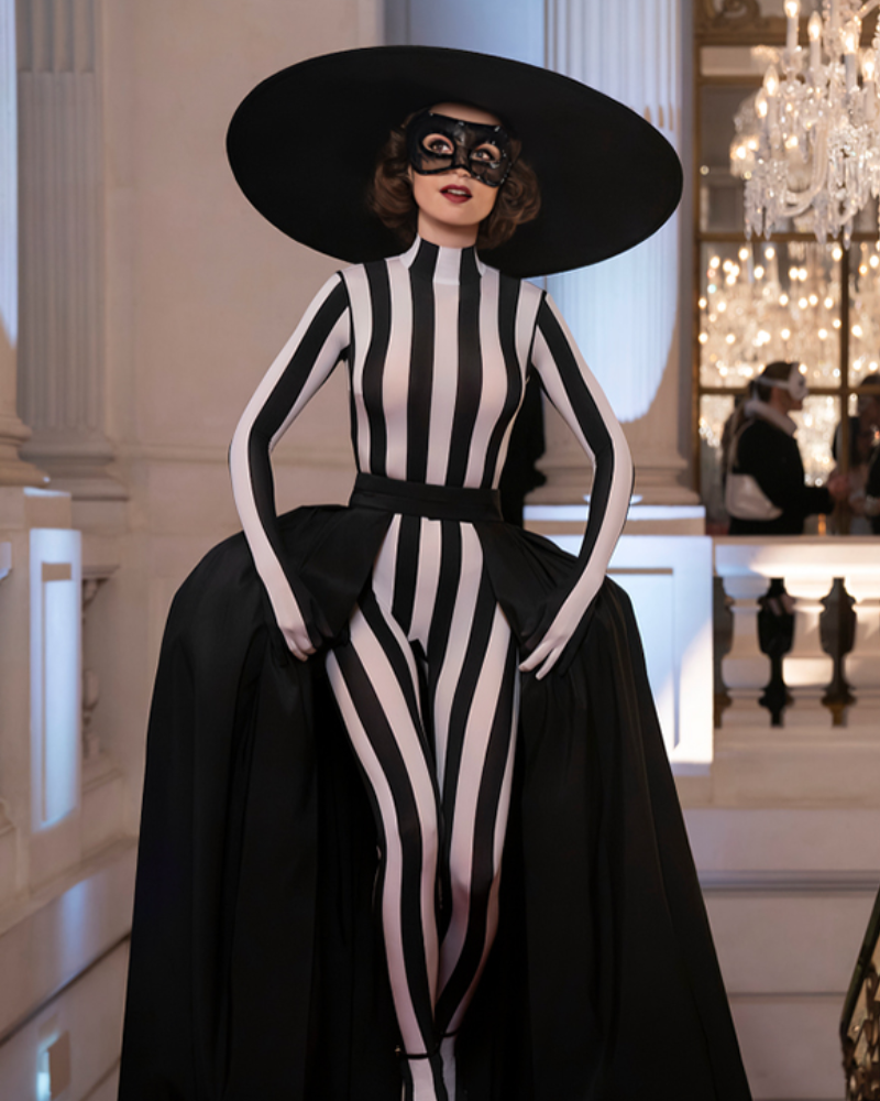 Emily In Paris S04 Lily Collins Striped Catsuit
