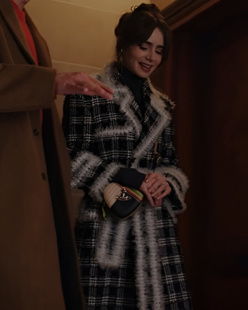 EmilyCooperTvSeriesEmilyInParisS04LilyCollinsRuffledPlaidCoats