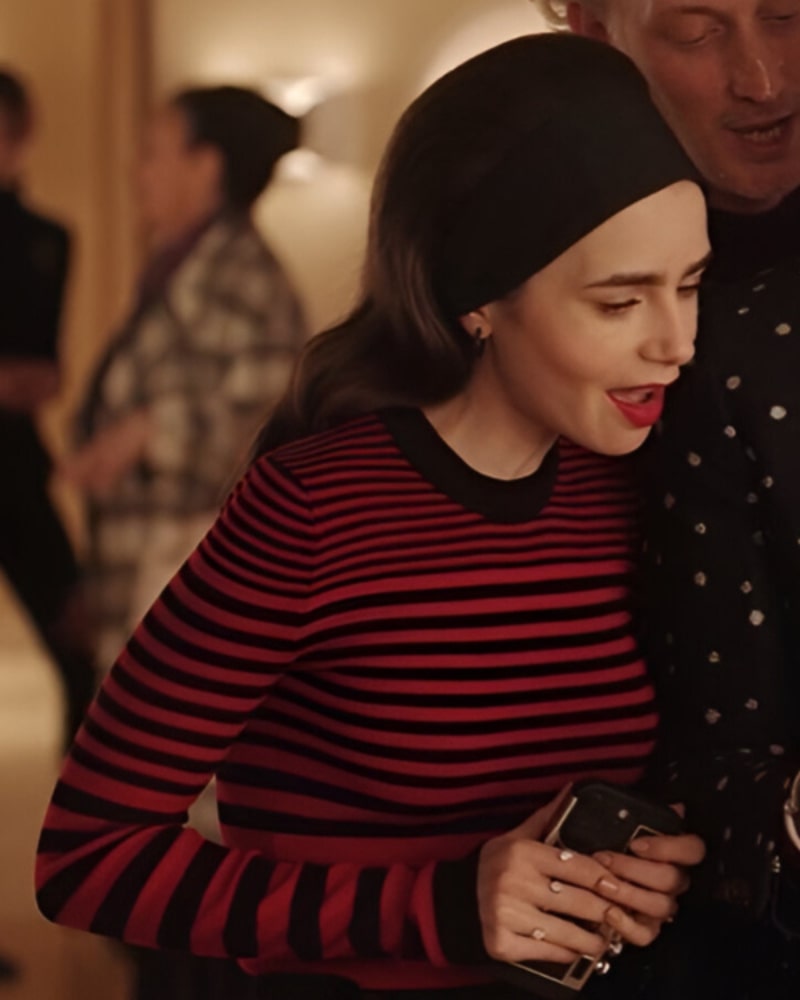 EmilyCooperTvSeriesEmilyInParisS04RedStripedSweaters