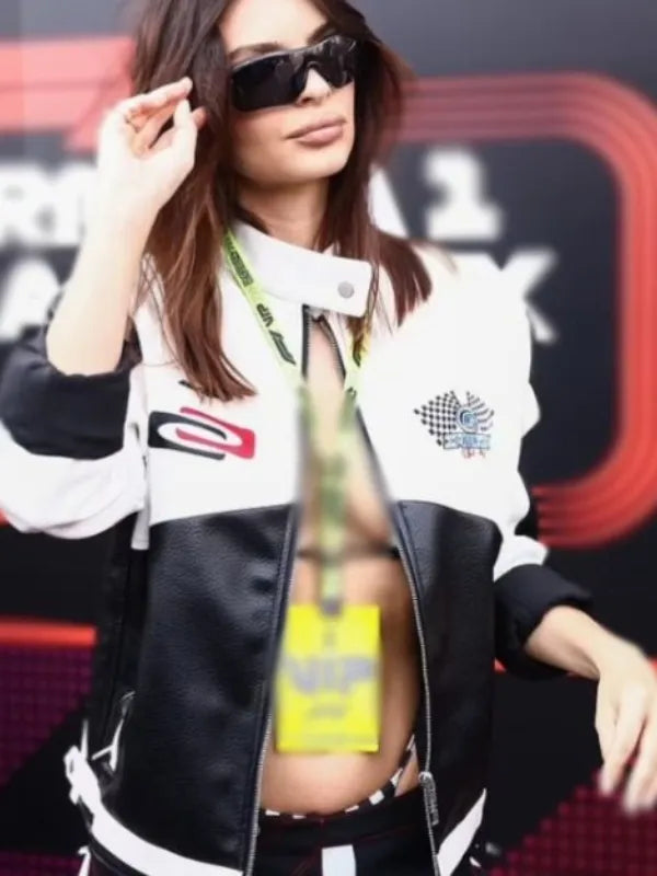 Emily Ratajkowski F1 Monaco GP Leather Jacket