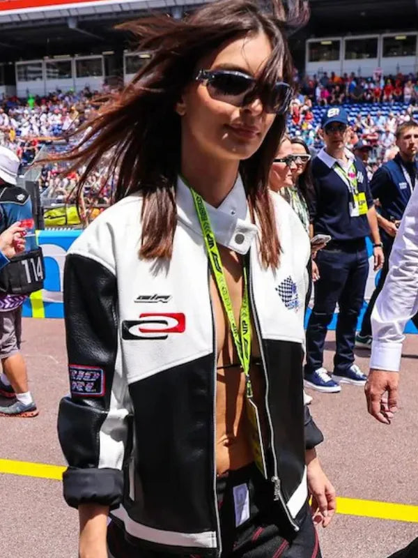 Emily Ratajkowski F1 Monaco GP Leather Jacket