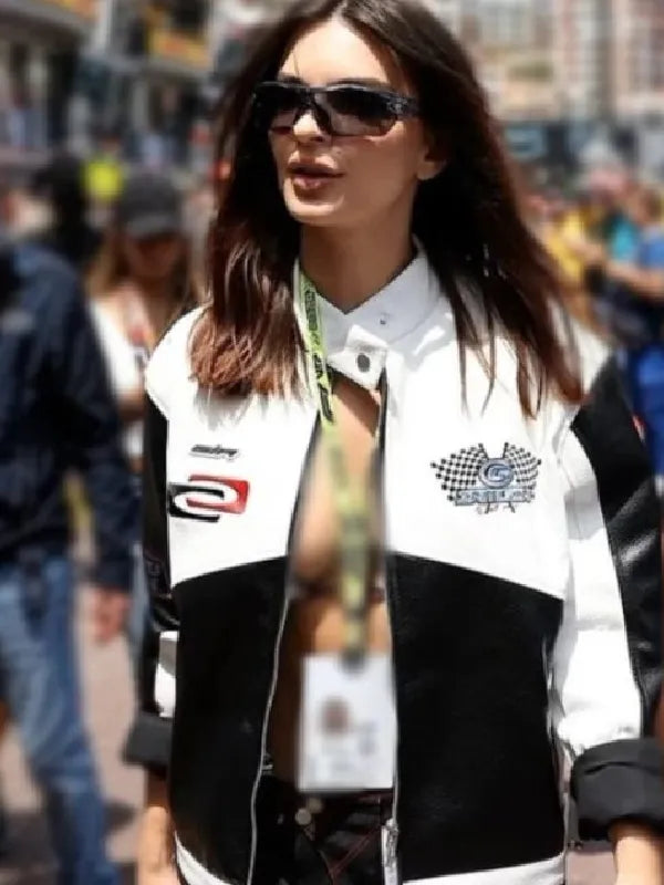 Emily Ratajkowski F1 Monaco GP Leather Jacket