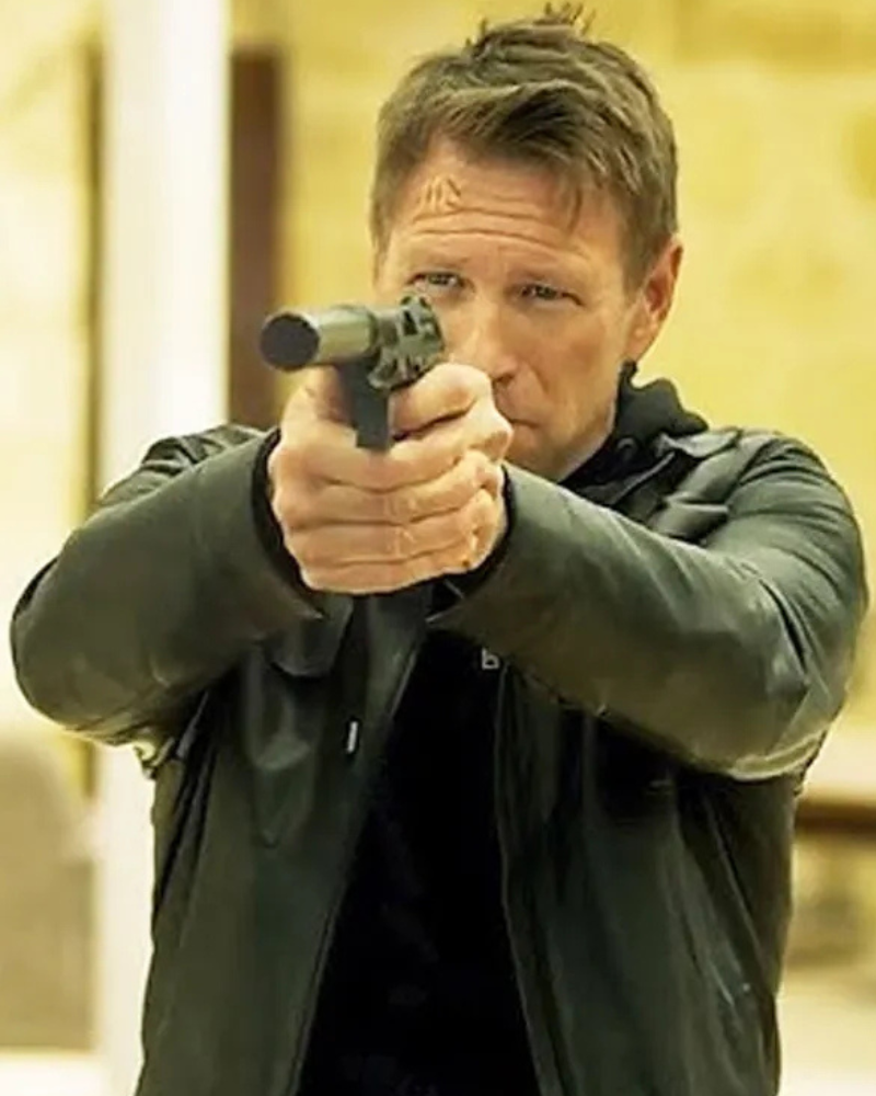 Aaron Eckhart Classified 2024 Black Leather Jacket