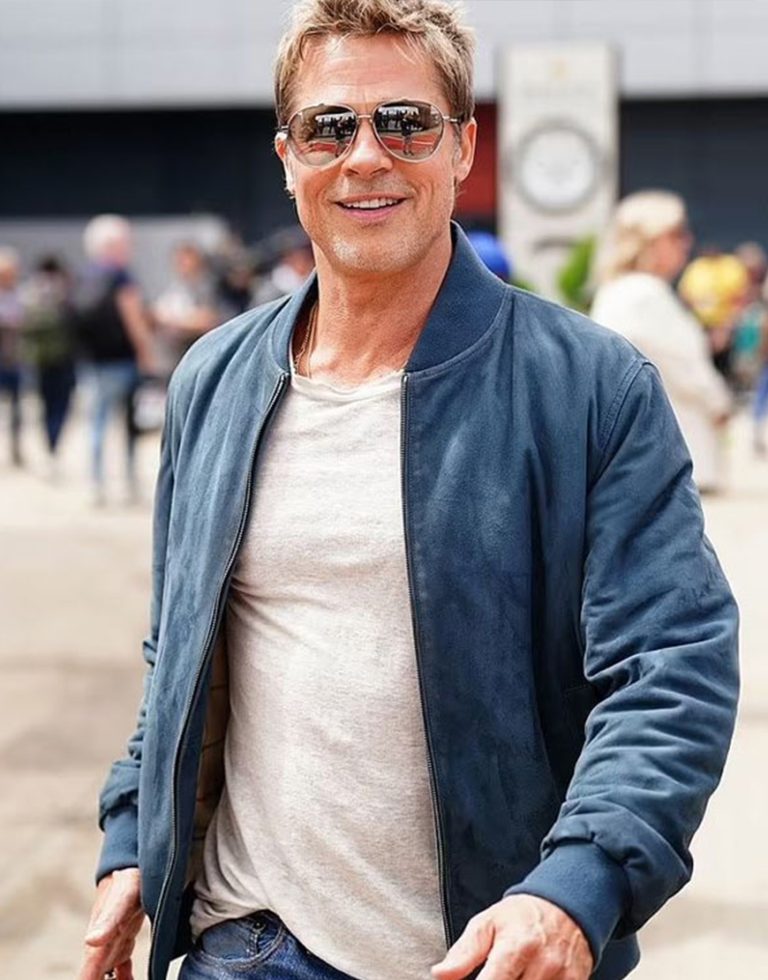 F1 2025 Brad Pitt Blue Suede Jacket