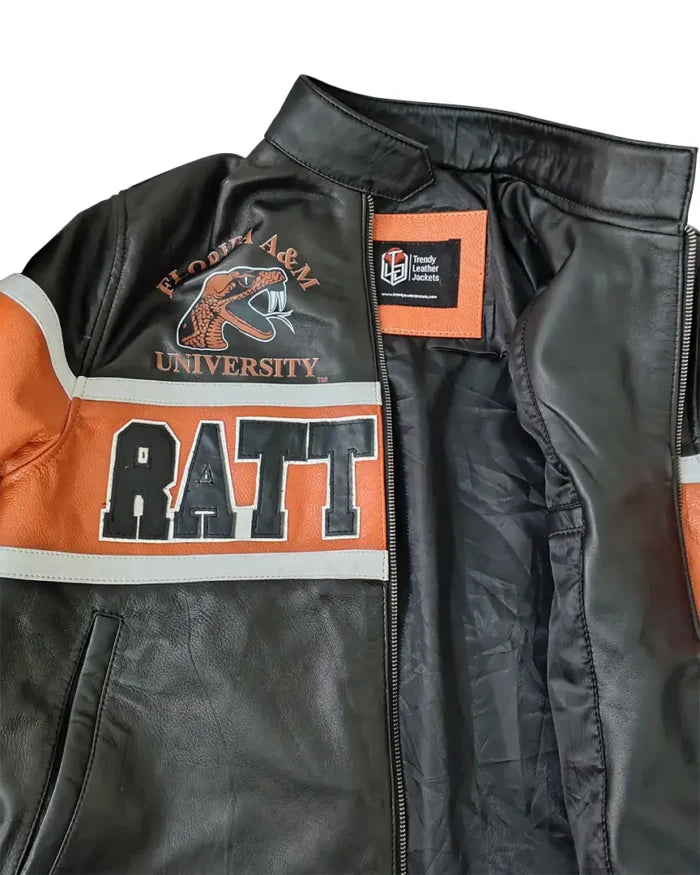 FAMU Rattlers Cropped Leather Racing Jacket