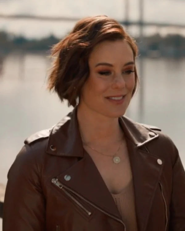 Falling Together 2024 Ashley Williams Brown Leather Jacket