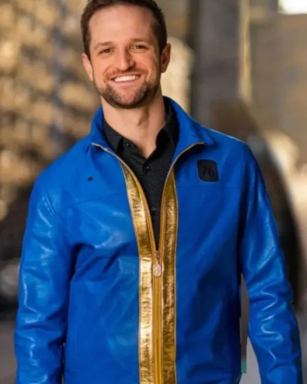 Fallout 76 Vault Dweller Blue Faux Leather Jacket