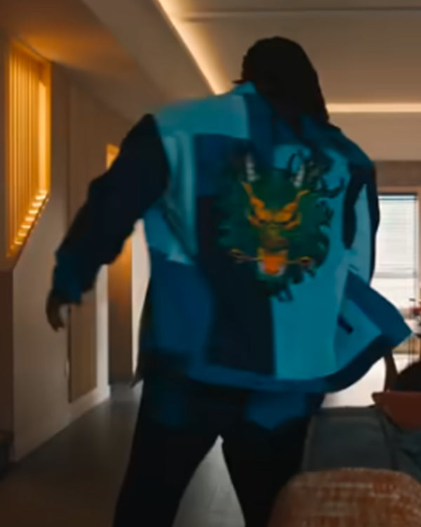 Love Hurts 2025 Marshawn Lynch Blue Patchwork Jacket