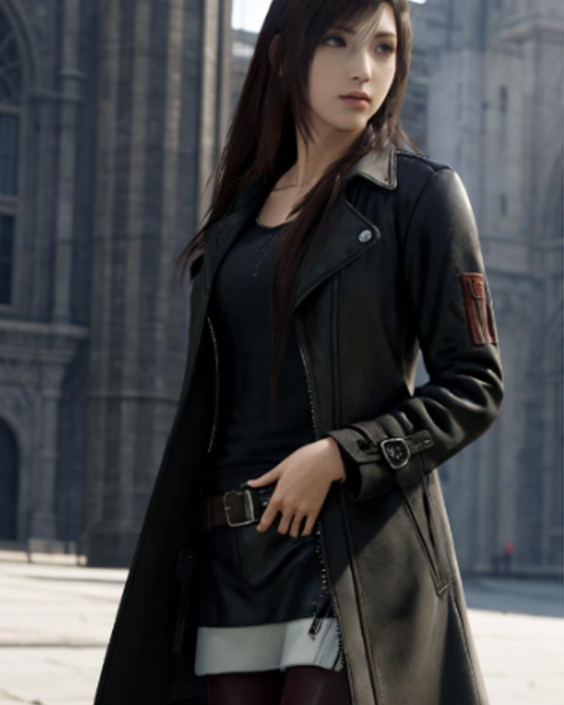 FinalFantasyViiAdventChildrenTifaLockhartBlackLeatherCoat