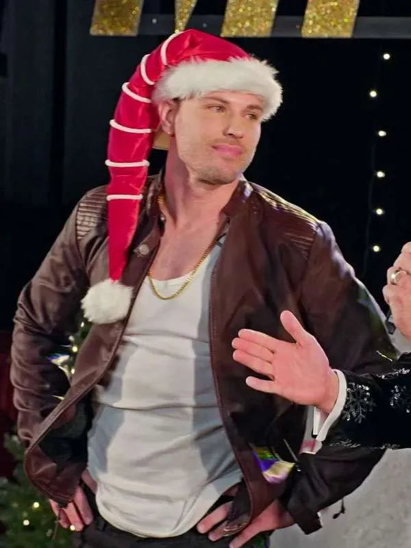 Craig Geoghan Finding Mr. Christmas Brown Leather Jacket
