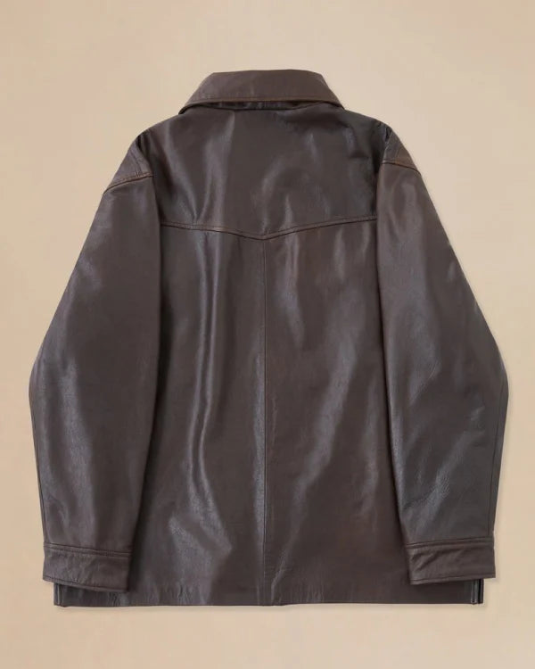 Found Sepia Leather Overshirt