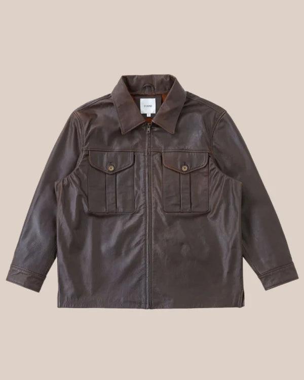 Found Sepia Leather Overshirt