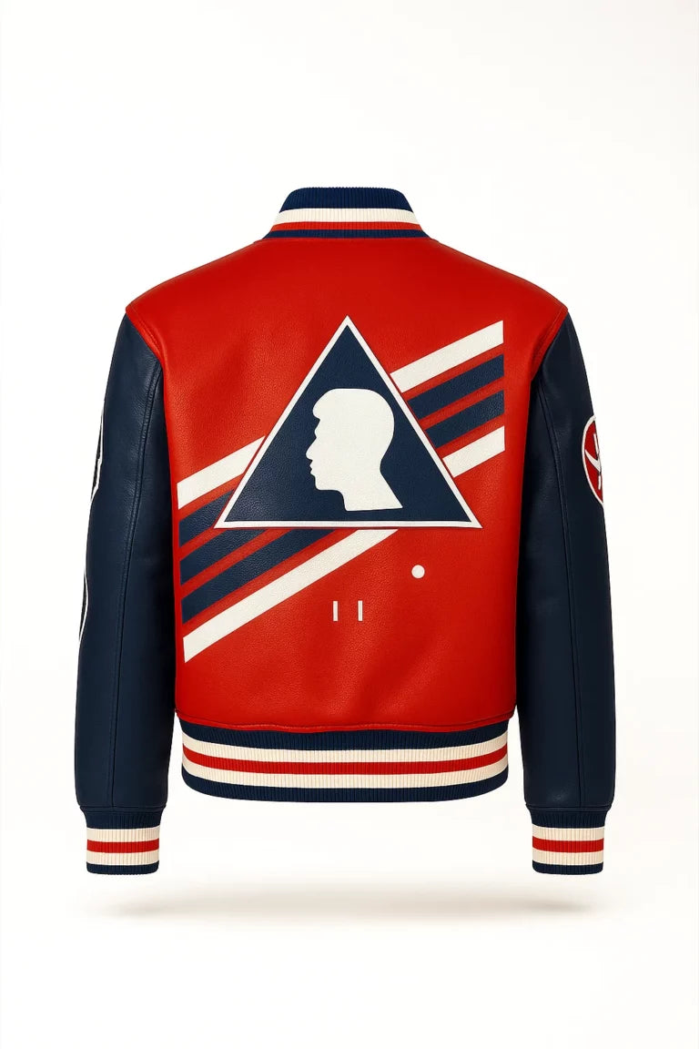 Futuristic ‘X’ Red And Black Leather Jacket