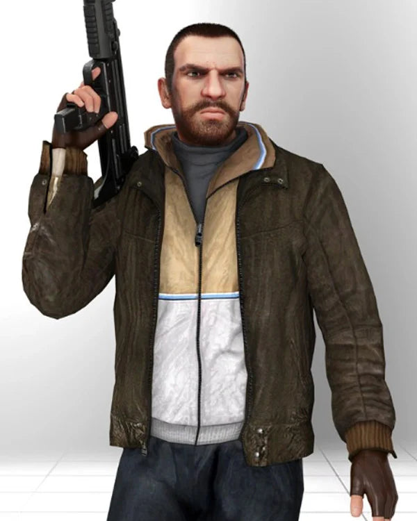 Gta-vi Niko Bellic Brown Leather Jacket