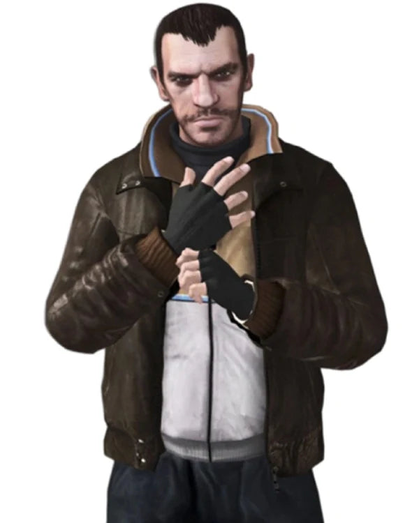 Gta-vi Niko Bellic Brown Leather Jacket