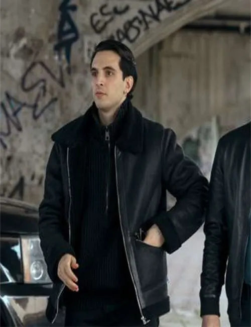 Suburræterna Season 1 Alberto Anacleti Black Leather Jacket