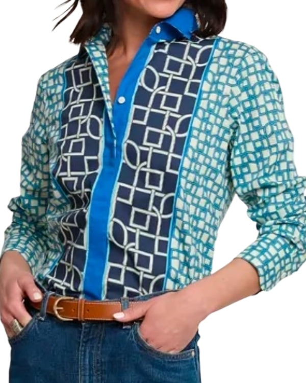Good Morning America Robin Roberts Blue Printed Blouse