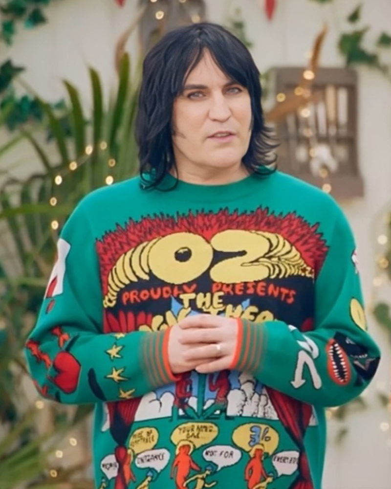 Noel Fielding Green Printed Sweater
