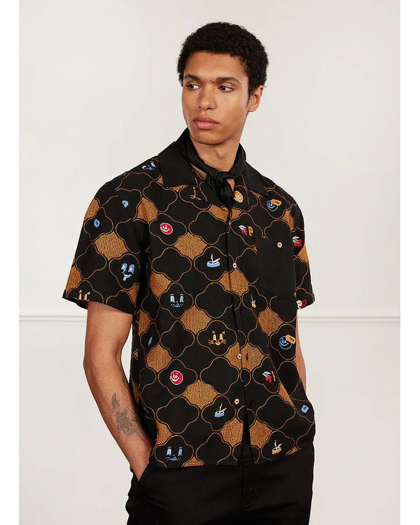 Great British Menu S20 Brown & Black Geo Print Shirt