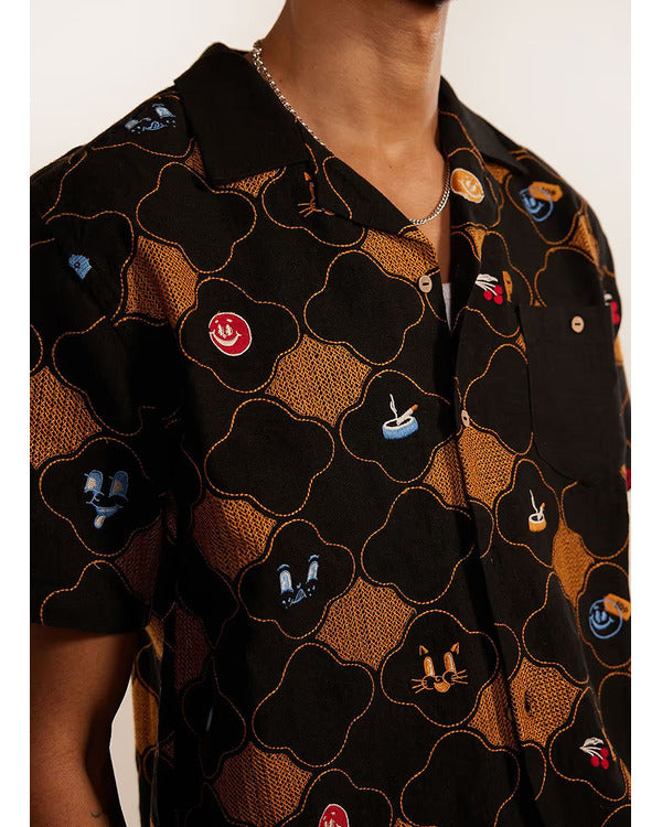 Great British Menu S20 Brown & Black Geo Print Shirt