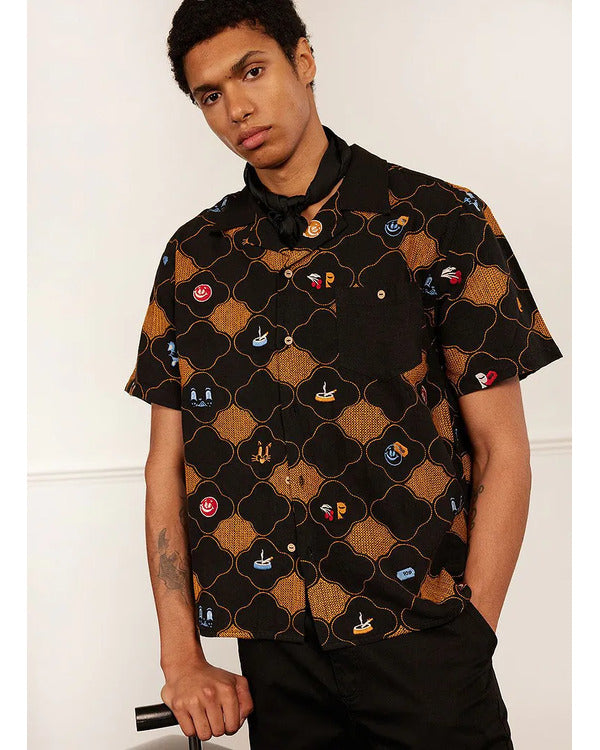 Great British Menu S20 Brown & Black Geo Print Shirt