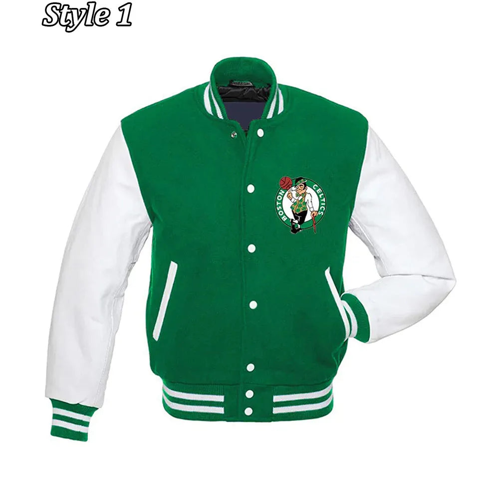 Boston Celtics Varsity Green and White Jacket